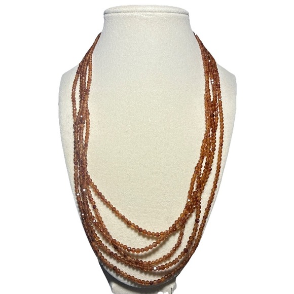 Jay King Hessonite Garnet and Sterling Silver 5 Strand Necklace J12-21